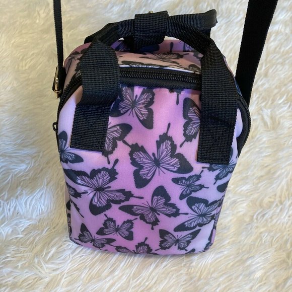🎉Mini Purse Pink Butterfly Nylon Adjust Strap Crossbody Bag - Picture 4 of 10
